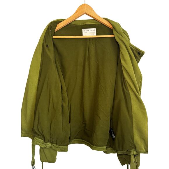 Free People We The Free Rebel Rebel Green Cotton Moto Jacket Women’s S - Picture 7 of 16